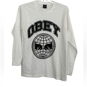 NWOT Obey White Long Sleeve Men’s 100% Cotton T-Shirt Sz M